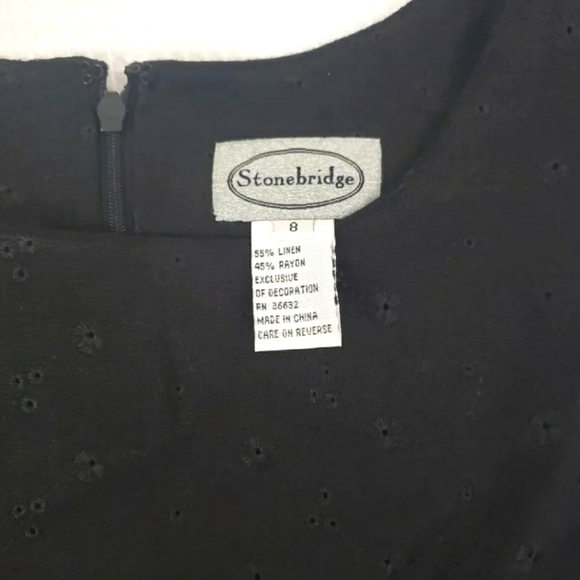 Linen Blend Maxi Dress Black VTG. Stonebridge Size 8 Sleeveless NWT. - Picture 2 of 11